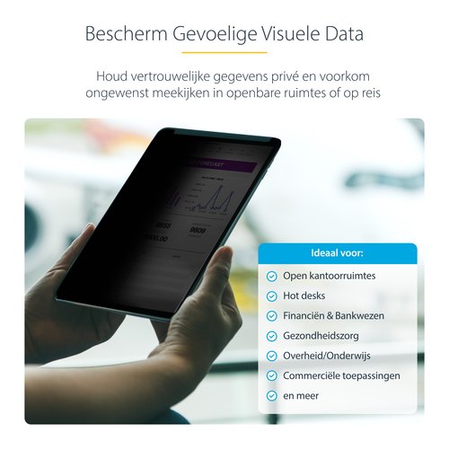 StarTech.com 4-Way 11-inch iPad Pro Privacy Filter, Portrait/Landscape Orientatie, Touch-Enabled, Anti-Glans Security Filter, +/- 30 Graden Kijkhoek, 51% Blauw Licht Vermindering