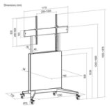 Manhattan Trolley voor tv’s en monitoren van 60–100 inch, gereedschapsloze hoogteverstelling van 1240 tot 1560 mm, VESA 200x200 tot 1000x600 mm, max. 80 kg, controleer de vier montagegaten aan de achterzijde van het scherm