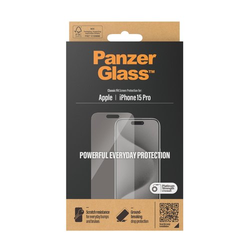 PanzerGlass ® Screen Protector iPhone 15 Pro | Classic Fit Doorzichtige schermbeschermer Apple 1 stuk(s)