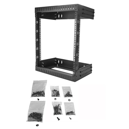 StarTech.com 2 Post 12U Heavy-Duty Wandmonteerbare Server Rack, 19" Open Frame Netwerk Rack met Verstelbare Diepte, Data Rack voor IT/AV/Patchpaneel/Computer Apparatuur, Incl Kooimoeren en Schroeven