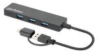 Manhattan USB-C & USB-A combo dock/hub, poorten (4): USB-A (4×), 5 Gbps (USB 3.0), USB-gevoed (geen externe voeding vereist)