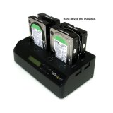 StarTech.com 4-Bay Hard Drive Cloner en Wisser, Standalone 1:3 HDD/SSD Kloner/Copier/Earser, USB 3.0/eSATA naar SATA Docking Station, Hard Disk Duplicator en Secure Erase Dock, Toolless/Top-Loading Ontwerp