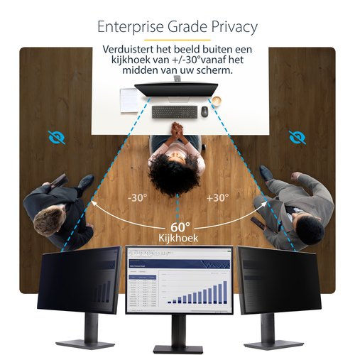 StarTech.com 23,8 inch 16:9 Computer Monitor Privacy Filter, Hangend Acryl Security Filter, Snel te installeren Privacy Screen, Monitor Screen Protector, +/- 30 Graden Kijkhoek, Glanzend