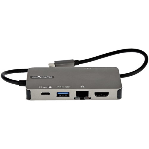 StarTech.com USB-C Multiport Adapter - USB-C to 4K 30Hz HDMI or 1080p VGA - USB Type-C Mini Dock met 100W Power Delivery Passthrough, 3-Port USB Hub 5Gbps, GbE - 30cm Kabel