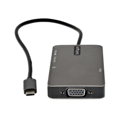StarTech.com USB-C Multiport Adapter - USB-C to 4K 30Hz HDMI or 1080p VGA - USB Type-C Mini Dock met 100W Power Delivery Passthrough, 3-Port USB Hub 5Gbps, GbE - 30cm Kabel