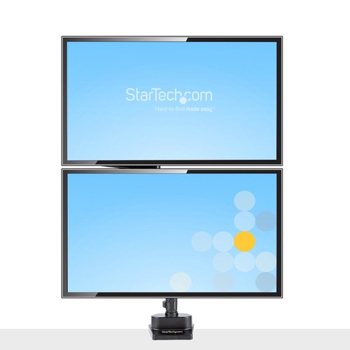 StarTech.com Dubbele Monitor Arm voor Bureaumontage, Full Motion Monitorbeugel voor 2x VESA-displays tot 32" (8kg), Verticale Stapelbare Armen, Hoogte verstelbaar/Articulerend - Bureauklem/Doorvoertule