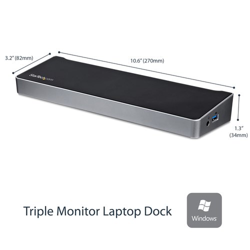 StarTech.com Triple Monitor USB 3.0 Docking Station met 2x 4K DisplayPort & HDMI - 5 Port USB-A Hub (1x Fast-Charge), 3.5mm Audio, GbE - USB Type A Universeel Laptop Dock voor MacOS / Windows