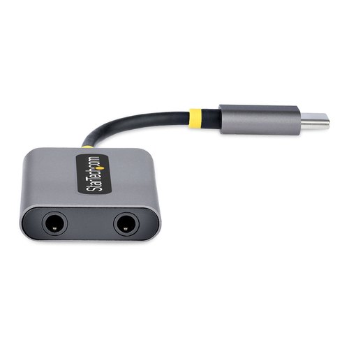 StarTech.com USB-C Headphone Splitter, USB Type C Dual Headset Adapter met Mic Input, USB C naar 3.5mm Audio Adapter/Earphone Dongle, USB C naar Audio Jack/Aux Output, 24-bit DAC