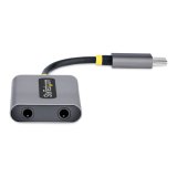 StarTech.com USB-C Headphone Splitter, USB Type C Dual Headset Adapter met Mic Input, USB C naar 3.5mm Audio Adapter/Earphone Dongle, USB C naar Audio Jack/Aux Output, 24-bit DAC