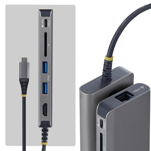 StarTech.com USB-C naar HDMI Multiport Adapter, 140W PD Charging, 4K60Hz, 3 Port USB 10Gbps Hub, SD Kaartslot, 2.5GbE, Mini Dock voor MacBook / Dell / / HP