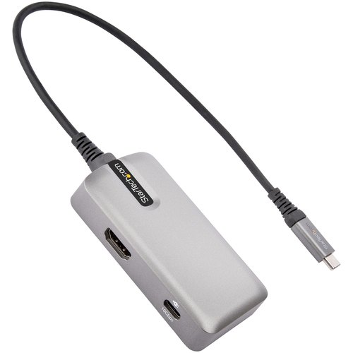 StarTech.com USB C Multiport Adapter, USB Type-C naar 4K 60Hz HDMI 2.0, 100W Power Delivery Pass-through, 3-Port 10Gbps USB Hub, Compacte USB C Mini Dock, 25cm Kabel