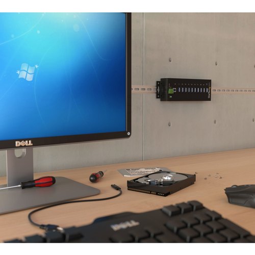 StarTech.com 10-Port USB 3.0 Hub - 5Gbps - Metalen Industriële USB-A Hub met ESD & Overspanningsbeveiliging - Din Rail, Muur of Bureau Monteerbaar - TAA Compliant USB Expander Hub
