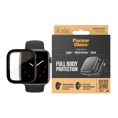 PanzerGlass ® Full body Case Black Apple Watch SE 3 | SE | 6 | 5 | 4 | 44mm Doorzichtige schermbeschermer 1 stuk(s)