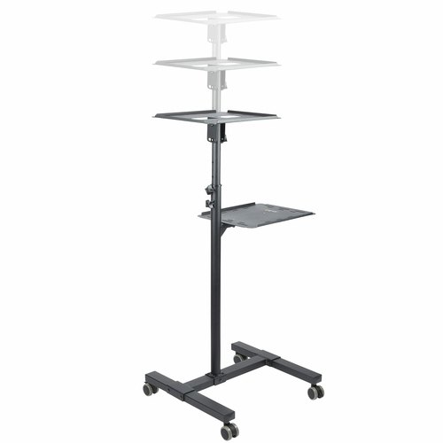 StarTech.com Beamertafel - Stevige Verrijdbare Laptop en Projectietafel (2x 10kg/schap) - Presentatiewagen/Computer Trolley/AV Projector Stand - In Hoogte Verstelbaar / Zwenkwielen met Rem