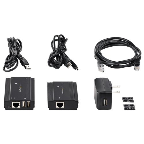 StarTech.com 4-Port USB 2.0 Extender Hub over Single CAT5e/CAT6 Ethernet Kabel (RJ45) - 100m - USB Extender Hub Adapter Kit - Metalen Behuizing - Extern Gevoed - 480 Mbps