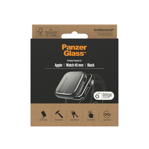 PanzerGlass ® Full body Case Apple Watch Series 9 | 8 | 7 | 45mm | Black Doorzichtige schermbeschermer 1 stuk(s)