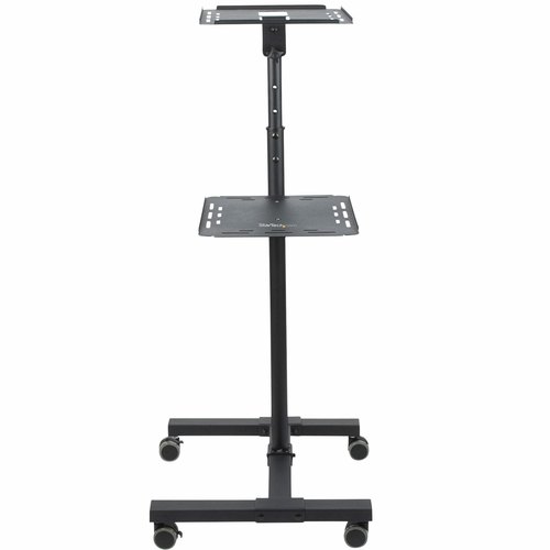 StarTech.com Beamertafel - Stevige Verrijdbare Laptop en Projectietafel (2x 10kg/schap) - Presentatiewagen/Computer Trolley/AV Projector Stand - In Hoogte Verstelbaar / Zwenkwielen met Rem