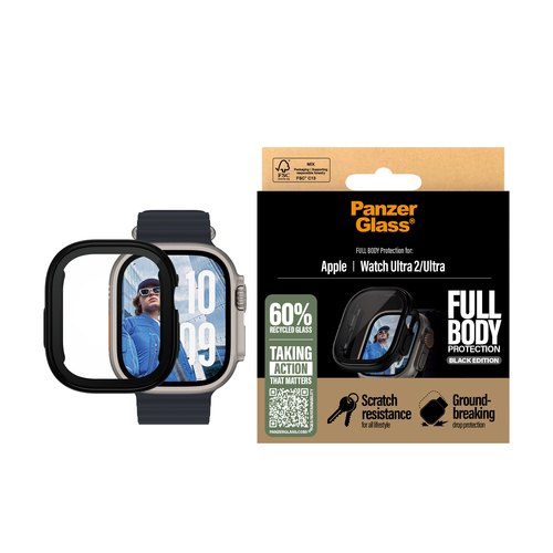 PanzerGlass ® Case Full Body Black Apple Watch Ultra 4 | Ultra 3 | Ultra 2 | Ultra | 49mm Doorzichtige schermbeschermer 1 stuk(s)