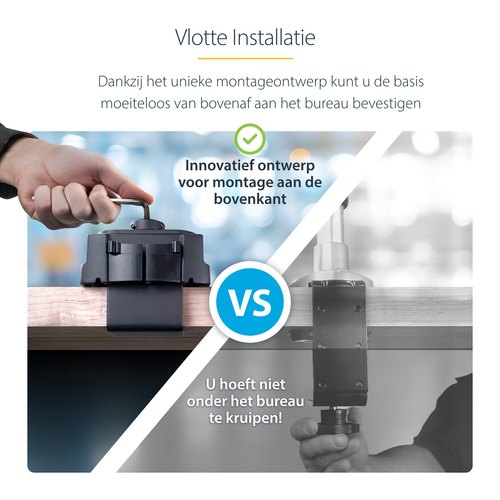 StarTech.com Dubbele Monitor Arm voor Bureaumontage, Full Motion Monitorbeugel voor 2x VESA-displays tot 32" (8kg), Verticale Stapelbare Armen, Hoogte verstelbaar/Articulerend - Bureauklem/Doorvoertule