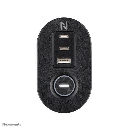 Neomounts DS22-840BL6 Bureaucontactdoos met klem en USB-C en USB-A poorten - Quick-charge