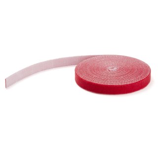 StarTech.com 30m Bulk Rol Klittenband - Op Maat te Knippen Herbruikbare Kabelbinders - Industriële Klitband Tape - Zelfklevende Klittenband Tyrap Strips - Rood