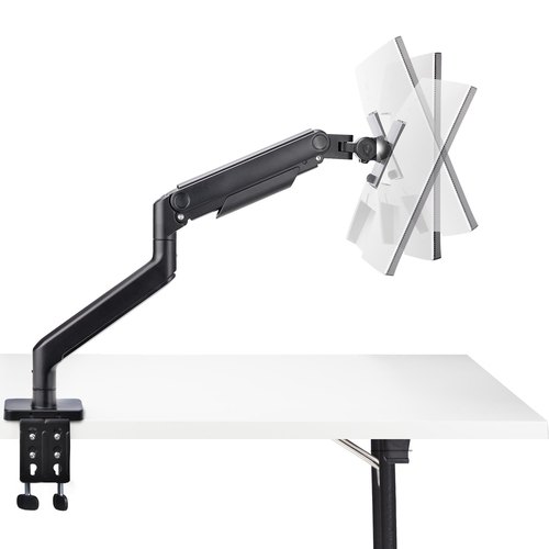 StarTech.com Monitor Arm voor Bureau, Tot 49in 32:9 Ultrawide Curved Monitors, Mechanische Springveer Arm, C-Klem/Doorvoertule, VESA 75x75/100x100, Afstelling zonder gereedschap, Draagvermogen 20kg