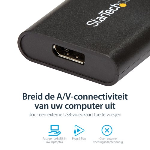 StarTech.com USB 3.0 naar DisplayPort Adapter, 4K 30Hz, USB-A naar Single DP Monitor, Externe Video & Graphische Kaart, USB Video Adapter Converter, Enkel Windows