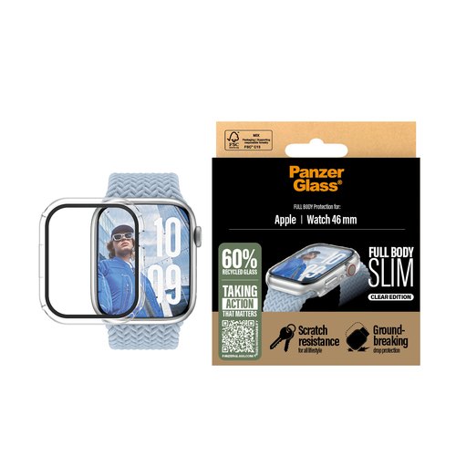 PanzerGlass ® Case Full Body Slim Transparent Apple Watch Series 11 | 10 | 46mm Doorzichtige schermbeschermer 1 stuk(s)