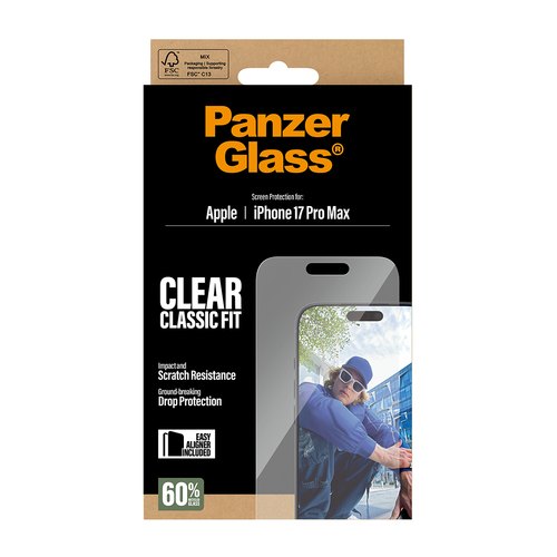 PanzerGlass ® Screen Protector iPhone 17 Pro Max | Classic Fit w. EasyAligner Doorzichtige schermbeschermer Apple 1 stuk(s)