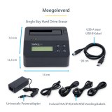 StarTech.com Single Bay Hard Drive Wisser, Standalone HDD/SSD Sanitizer/Eraser, 4Kn, USB 3.0 naar SATA III (6 Gbps), 9 Wismodi, LCD Display, Hard Disk Secure Erase Dock, DB-9 Printer Poort, TAA Compliant