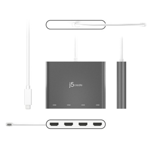 j5create JCA366-N USB-C™ naar 4-Port HDMI™ Multi-Monitor Adapter