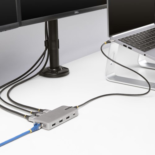 StarTech.com USB-C Triple Monitor Multiport Adapter, Dual 4K 60Hz + 4K 30Hz HDMI & DisplayPort, 3-Port USB Hub, 10Gbps, 100W PD Pass-Through, GbE, Travel Dock, Windows & ChromeOS