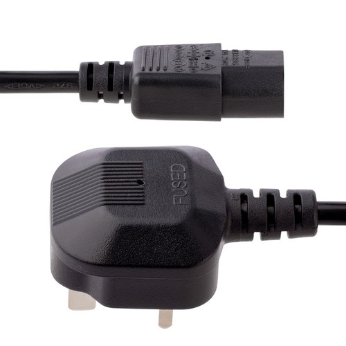 StarTech.com 3m UK Computer Stroomkabel, 18AWG, BS 1363 naar C13, 10A 250V, Zwart, AC Vervangkabel, Kettle Lead / UK Voedingskabel, PC Power Supply Kabel, TV/Monitor Electriciteitssnoer