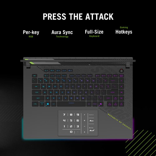 ASUS ROG Strix G16 G614PM-RV231W AMD Ryzen™ 9 8940HX Laptop 40,6 cm (16") WUXGA 32 GB DDR5-SDRAM 1 TB SSD NVIDIA GeForce RTX 5060 Laptop GPU Wi-Fi 6E (802.11ax) Windows 11 Home Grijs, Groen AZERTY Belgisch