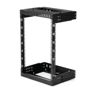 StarTech.com 2 Post 15U Heavy-Duty Wandmonteerbare Server Rack, 19" Open Frame Netwerk Rack met Verstelbare Diepte, Data Rack voor IT/AV/Patchpaneel/Computer Apparatuur, Incl Kooimoeren en Schroeven