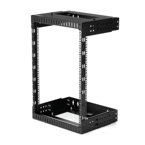 StarTech.com 2 Post 15U Heavy-Duty Wandmonteerbare Server Rack, 19" Open Frame Netwerk Rack met Verstelbare Diepte, Data Rack voor IT/AV/Patchpaneel/Computer Apparatuur, Incl Kooimoeren en Schroeven