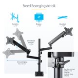 StarTech.com Dubbele Monitor Arm voor Bureaumontage, Full Motion Monitorbeugel voor 2x VESA-displays tot 32" (8kg), Verticale Stapelbare Armen, Hoogte verstelbaar/Articulerend - Bureauklem/Doorvoertule