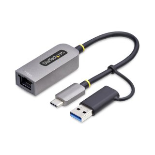 StarTech.com USB-C naar Ethernet Adapter met USB-A Dongle, 10/100/1000Mbps, USB 3.0 naar Gigabit Ethernet Netwerk Adapter, 15cm Ingebouwde Kabel, USB GbE Adapter