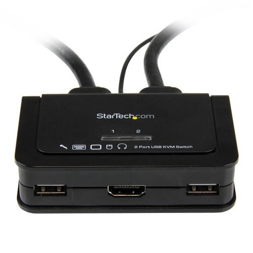 StarTech.com 2-poorts USB HDMI-kabel KVM-switch met audio en remote switch met USB-voeding