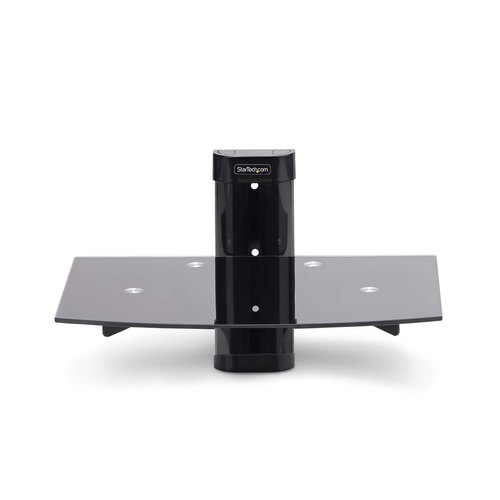 StarTech.com Hangende Wandplank voor Audio/Video Apparatuur, In Hoogte Verstelbaar Schap voor Onder TV, Hangend Wandmeubel, Organiseer uw A/V apparatuur op dit zwart gehard glazen schap