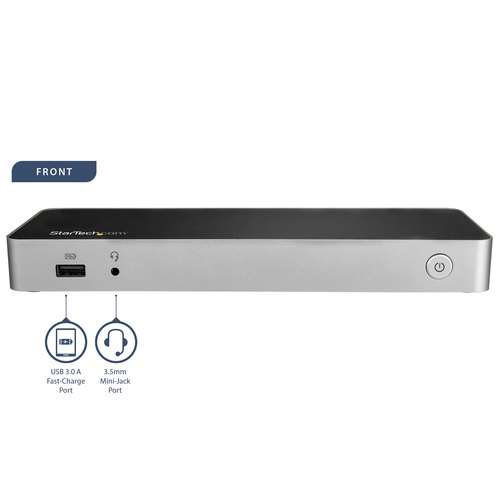 StarTech.com USB C Dock, Dual Monitor HDMI & DisplayPort 4K 30Hz, USB Type-C Laptop Docking Station, 60W Power Delivery, SD, 4 ports USB-A 3.0 Hub, GbE, Audio, Thunderbolt 3 Compatibel