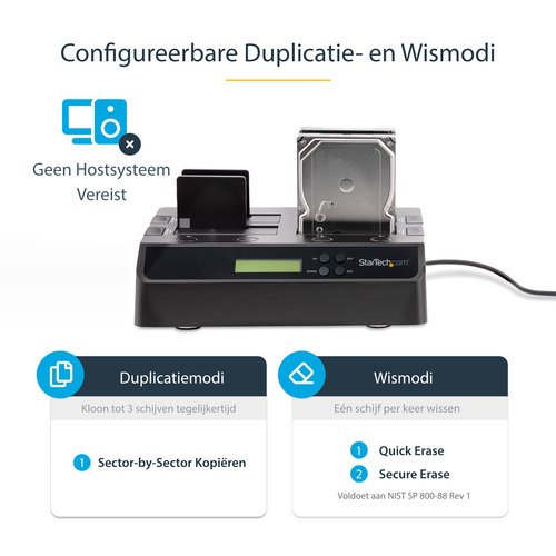 StarTech.com 4-Bay Hard Drive Cloner en Wisser, Standalone 1:3 HDD/SSD Kloner/Copier/Earser, USB 3.0/eSATA naar SATA Docking Station, Hard Disk Duplicator en Secure Erase Dock, Toolless/Top-Loading Ontwerp