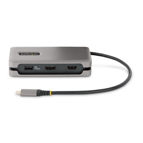 StarTech.com USB-C Multiport Adapter, 4K 60Hz HDMI/DP, 3-Port USB Hub, 100W Power Delivery Pass-Through, GbE, Travel Docking Station met Charging, Mini Dock, 30cm Wrap-Around Kabel