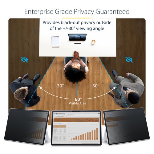 StarTech.com 4-Way 13-inch Surface Pro 8/9/X/11 Laptop Privacy Filter, Portrait/Landscape Modes, Touch-Enabled, Anti-Glans Security Filter, +/- 30 Graden Kijkhoek, 51% Blauw Licht Vermindering