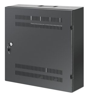 Intellinet Low-profile 19" wandkast met 4U horizontale en 2U verticale rails, slanke ruimtebesparende behuizing met slechts 170 mm diepte, ideaal voor AV/multimedia/surveillance, gemonteerd, zwart RAL 7021