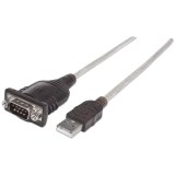 Manhattan USB-A naar RS232 seriële adapter, 45 cm, DB9 mannelijk, Prolific PL-2303RA-chip, zwart/zilver, 3 jaar garantie