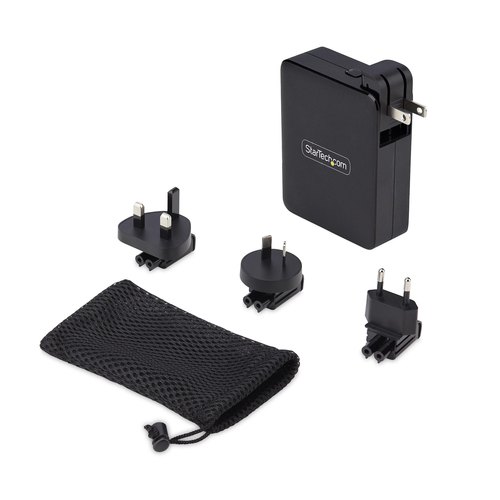 StarTech.com 140W USB-C Wandlader, 3x USB-C/1x USB-A, APFC, PD 3.1 Internationale GaN Power Adapter voor MacBook/Dell XPS/Inspiron