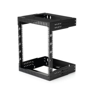 StarTech.com 2 Post 12U Heavy-Duty Wandmonteerbare Server Rack, 19" Open Frame Netwerk Rack met Verstelbare Diepte, Data Rack voor IT/AV/Patchpaneel/Computer Apparatuur, Incl Kooimoeren en Schroeven