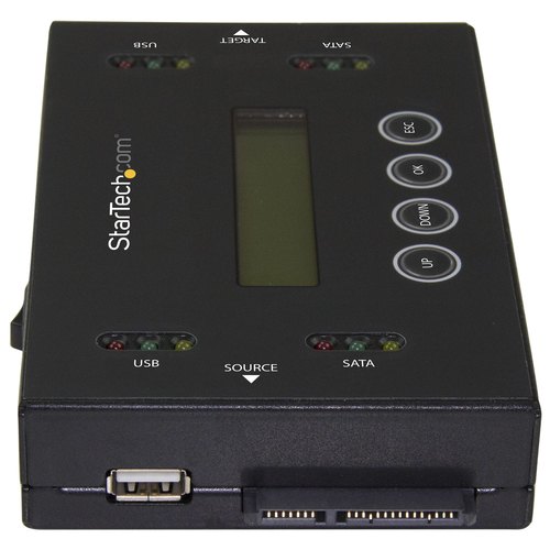 StarTech.com 1:1 Standalone Hard Drive Cloner & Wisser, USB Thumb Drive en SATA HDD/SSD Disk Kloner & Disk Eraser, LCD display, TAA Compliant, OS Onafhankelijk