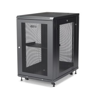 StarTech.com 4 Post 18U Netwerkkast, Vergrendelbare 19" Patchkast voor Computer / AV / IT / Data Apparatuur, Server Rack voor Bureau/Thuis met Wielen & Verstelbare Montagerails